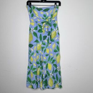 MAEVE Anthropologie Midi Lemon Grove Strapless Jumpsuit Romper Wide Leg Size 0 P
